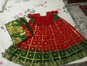 Red and Green Lehenga Choli Set