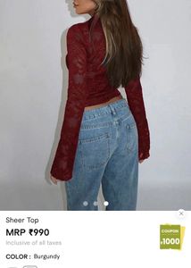 Red Lace Long Sleeve Top