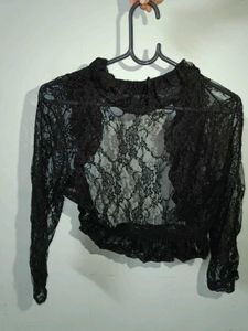 cropped lace cardigan