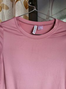 H&amp;M Long Sleeve Microfibre Top Dusty Pink/S
