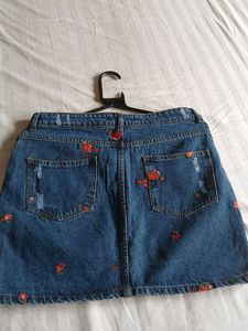 Floral Denim Mini Skirt