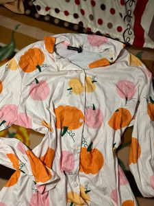 Pumpkin Print shirt Pajama Set