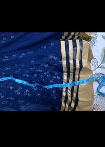 Elegant Blue Ethnic Gown with Gold Embroidery