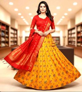 Festive Yellow &amp; Red Lehenga Choli Set