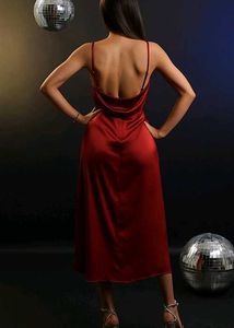 Satin Red Midi Dress