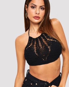Black Crochet Halter Bralette Top | Boho Wear