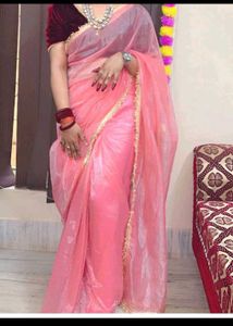 New Nylon Silk Saree With Velvet Blouse Piece