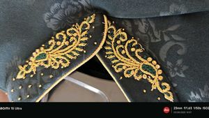 Dark Teal Floral Embossed Sherwani