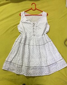 Cool Cotton White Mini Dress Bust 36