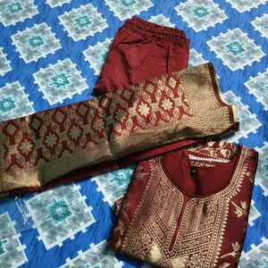 banarsi silk kurta set with dupatta