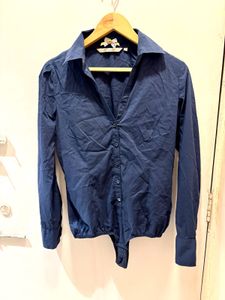 Navy Blue Button-Up Bodysuit