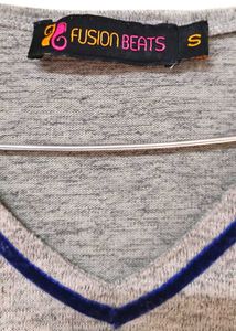 Gray Embroidered Mini Dress