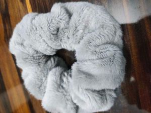 Fluffy Grey Scrunchie