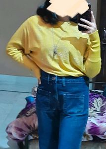 Mustard ✨sparkly  Balloon Sleeves Knit Top