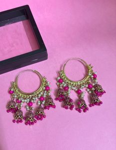 Pink Jhumka Earrings