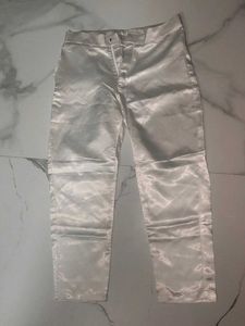 White satin pants