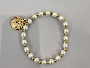 3 Beaded Pearl Bracelets With Charms