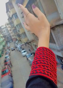 Black Kurti with Red Accents