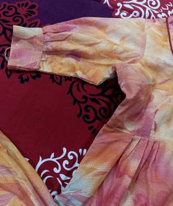 Floral Kurta Set Orange shade