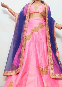 Pink Golden Zari Lehanga