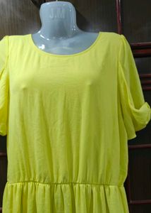 Vibrant Yellow Puff Sleeve Dress