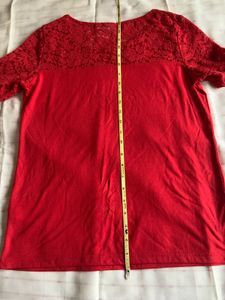ONLY Women Red Lace Top