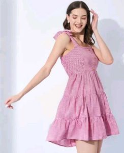 Pink Gingham Ruffle Sundress