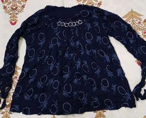 Patterned Navy Blue Crop Top