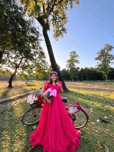 Hot Pink Tulle Gown Fabric