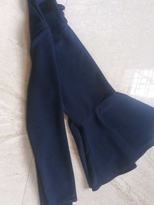 Marzeni Navy Blue Choker Peplum Top