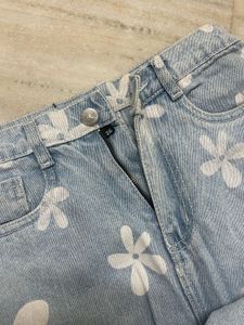 Floral Print Denim Jeans