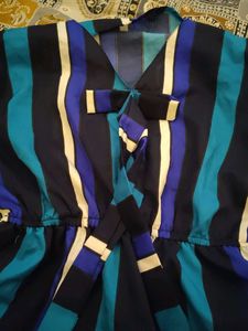 Striped Tie-Neck top