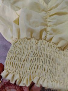 Yellow Ruched Crop Top