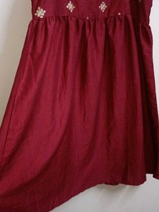 Maroon Sundress with Gold Accents