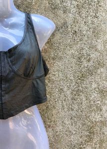 I. CHARCOAL LEATHER CORSET