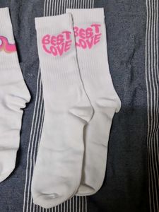 White Socks Calf Length For Women