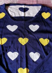 Heart Pattern Knit Sweater