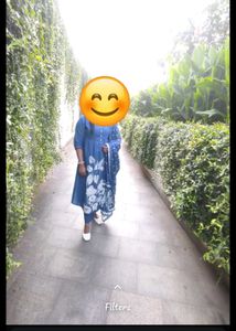 Digital Floral Blue Kurta Set.