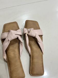 Pink Knotted Strap Flat Sandals