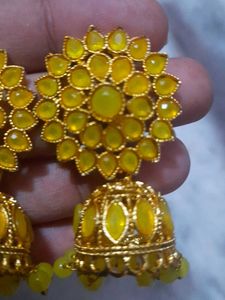 Yellow Jhumka Earrings