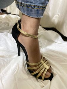 Black Heel With Gold Straps