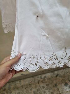 PRICE DROP!!!Pearl And beads White Top With Cutout