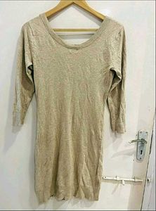 H&amp;M Beautiful Beige Knit Mini Dress