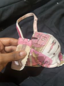 Cute Graphic Pink Lace Bra Y2k
