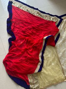 ❤golden red desinger saree💛👀