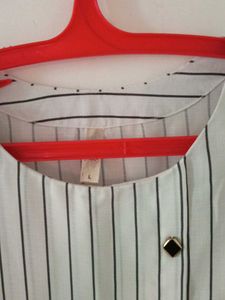 Striped Button Detail Top