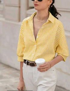 Striped Yellow &amp; White Blouse