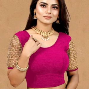 Lycra Crush Fabric Golden Sleeve Blouse For Women