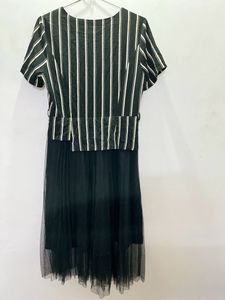 Korean Thrifted Black Net Middie Dress
