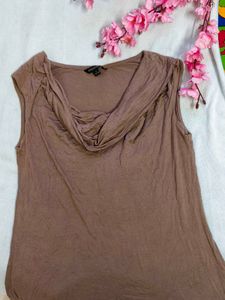 Brown Cowl Neck Top